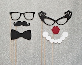 Classic Photo Booth Props. Black Tie Wedding Party Photo Booth Prop Set. Photo Booth Props. Little Retreats Set of  14.