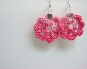 Earrings Small Pink Flowers Cerise Soft Ombre Circle Honeysuckle, READY TO SHIP