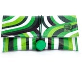 Button Clutch - retro green vintage fabric