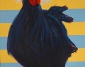 Contemporary Original  20" x 20"  Acrylic Painting Chicken "Johann" NEW Stripes