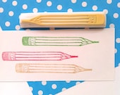pencil hand carved rubber stamp - hand carved  stamp - school pencil stamp - large rubber stamp - READY TO SHIP