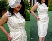 Vintage 60s Ivory Lace Wiggle Dress by Parnes Feinstein  - Mad Men, Rockabilly, Eco Friendly, Pin Up,