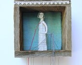hand embroidery diorama- putting down roots textile art fiber art