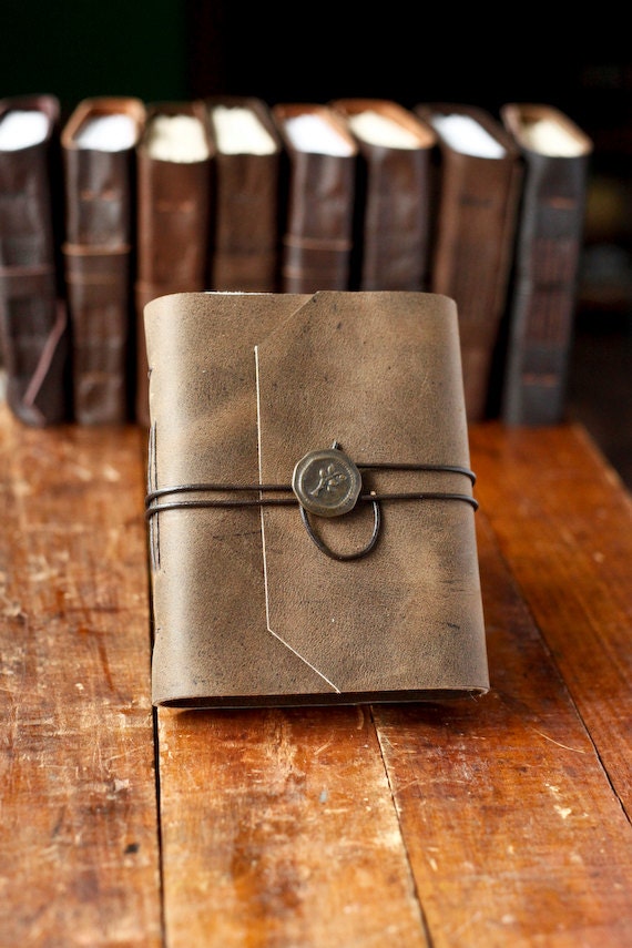 Leather Journal with Tree Button - Handmade Leather Travel Journal, Diary
