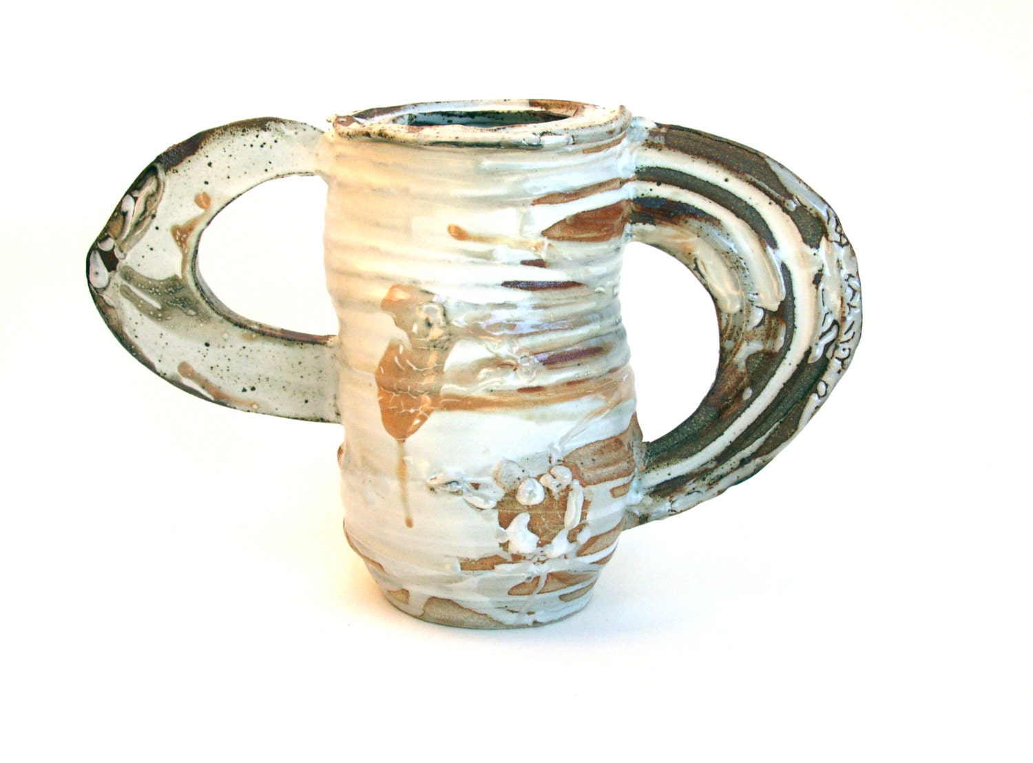 white porcelain vase with crackled glaze and large handles