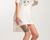 Rockabilly Tunic Top, Pin Up T-Shirt with Teacup Tattoo - Made to Order - Sizes: XS- L