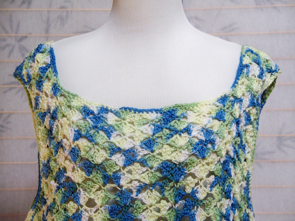Tank Top Cotton, Blue and Green, Women Tank
