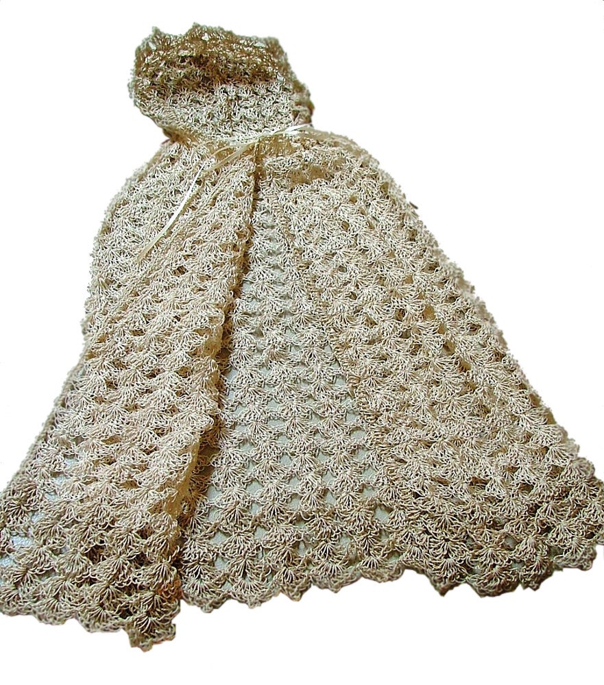 Beige Baby Cape, Ercu Beige Cotton Hooded Cape for Newborn