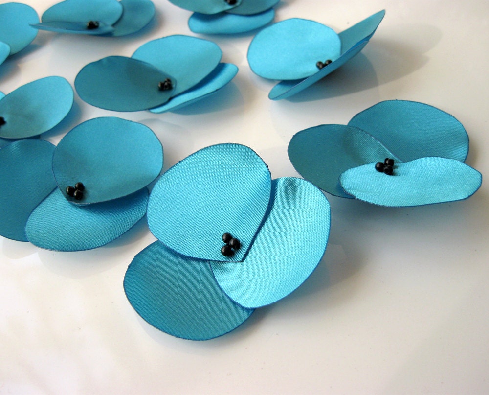 10 Blue Violet Style Pink Handmade Organza Flowers