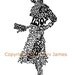 1930's Fashion Illustration Word Art or Calligram, 1930's Art Vintage Style Fashion Typography Drawing or Calligraphy Art, Matted Print