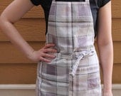 Repurposed Purple and Green Cotton Plaid Apron