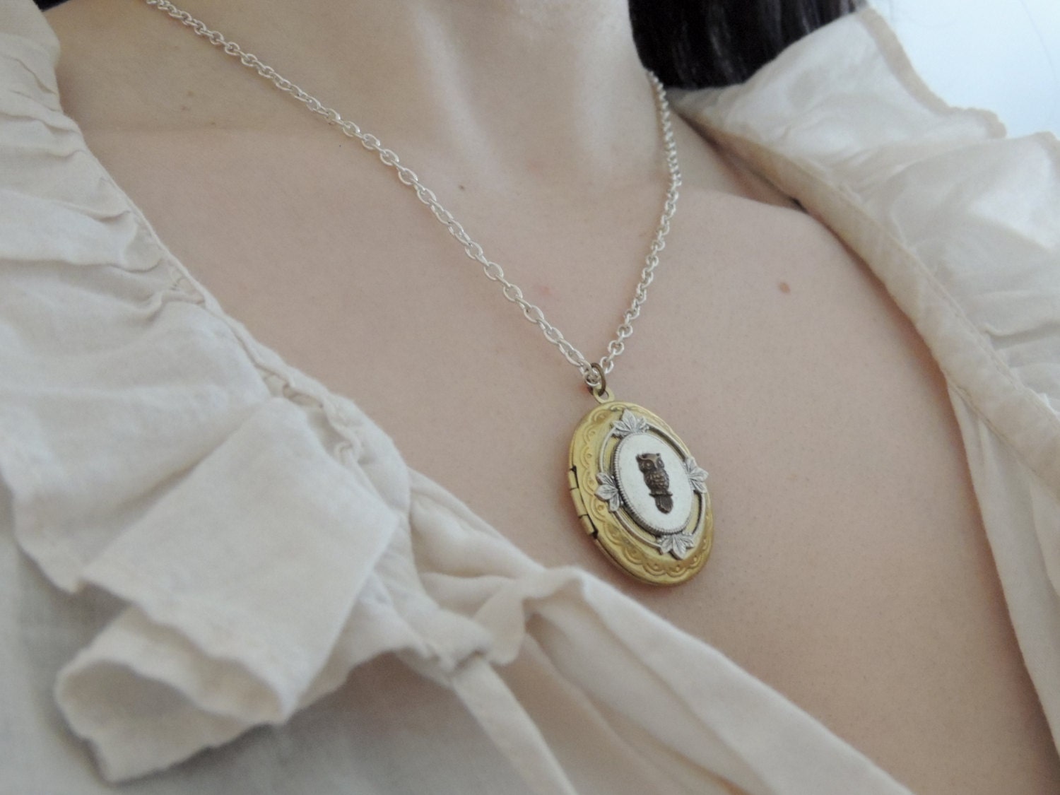 owl necklace victorian owl locket