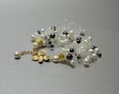 Wedding Bracelet black and white Swarovski Pearl  Made to Order