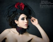 Red and black lace rose collar goth victorian fashion - hhfashions