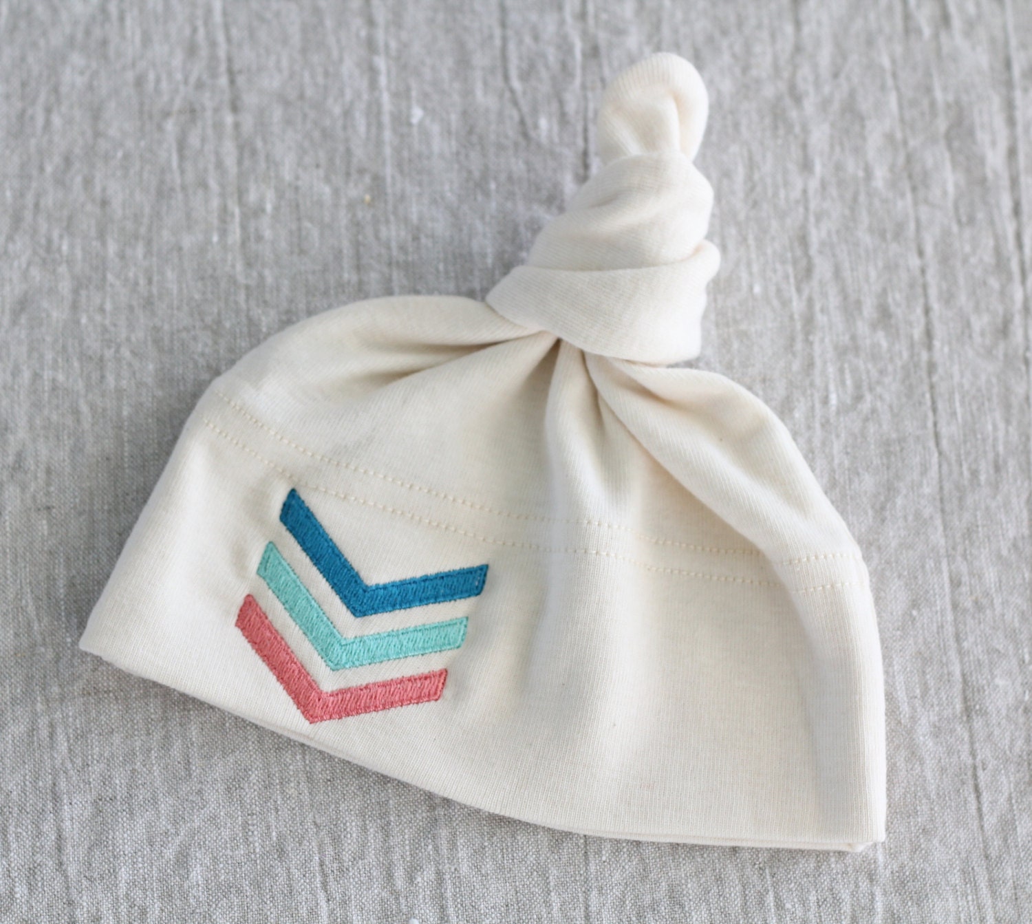 Organic Cotton Chevron Baby Hat - Turquoise, Aqua, Coral