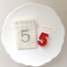 Set of five numbered crayons with muslin bag.  Weddings favors, birthday favors, celebrations, numbers, crayons.