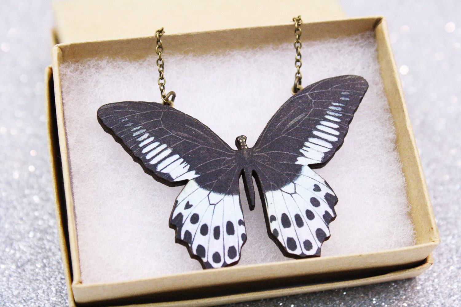 Butterfly Necklace Wooden Wood 30% OFF SALE