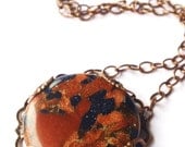 Reversible Vintage Style Genuine Stone Necklace in Antique Copper - Blue and Brown Goldstone