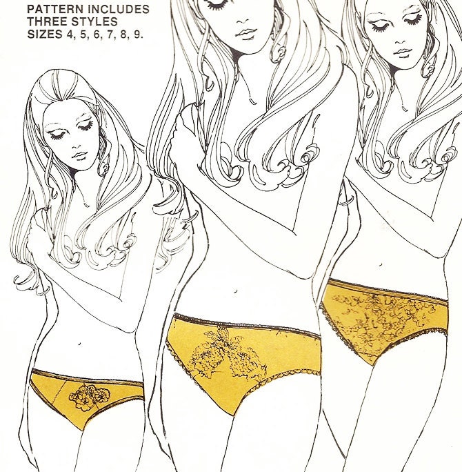 Vintage 1970s LADIES' BIKINI PANTIES Pattern - 3 Styles - Hip Sizes 34 - 37 - 39 - 41 - 44 - 47 - 50 - Sew Lovely P 503 S