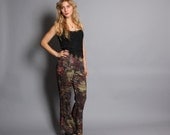 90s BAROQUE Print PANTS / Bell Bottom Artsy Flares, s