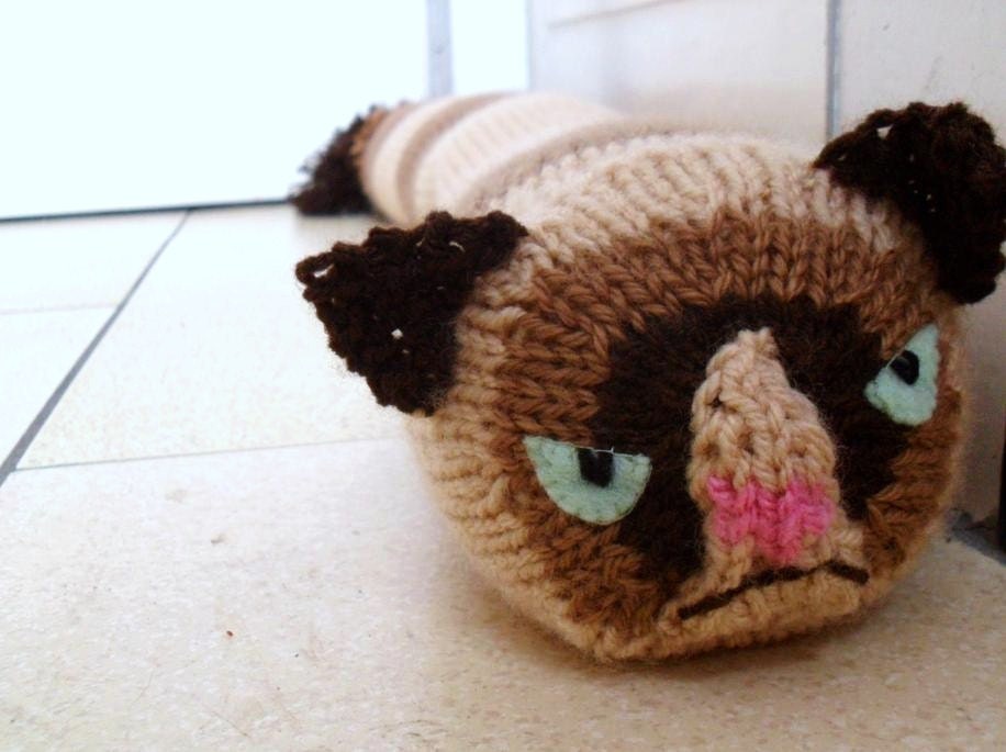 Grumpy Cat - Knitted Door Draft Stopper