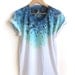 The Original "Splash Dyed" Hand PAINTED Scoop Neck Pinned Rolled Cuffs Tee in White Spectrum Starscape - S M L XL 2XL 3XL