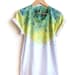 The Original "Splash Dyed" Hand PAINTED Scoop Neck Pinned Rolled Cuffs Tee in White Spectrum Blue Gold Geode  - S M L XL 2XL 3XL