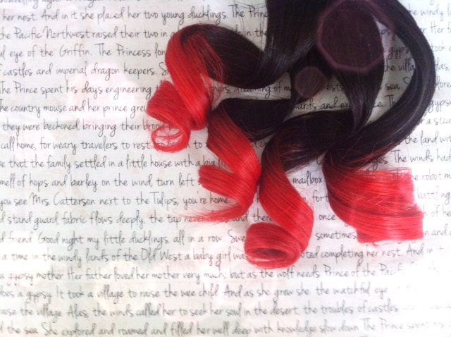 the S L A Y E R . slayer from the OMBRE collection 14 inches dark brown into deep royal red