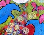 Whimsical Blue Bears Print  11" x 14" - Enchanted Blue Bears