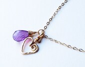 Amethyst 14k Gold Fill Heart Pendant