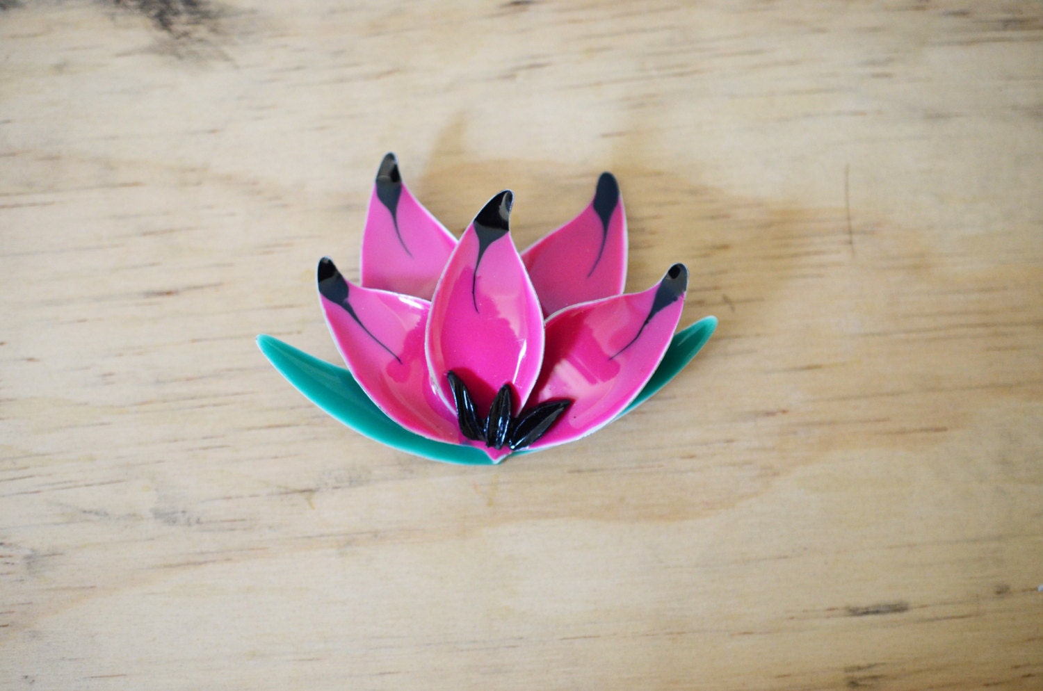 60s Fuchsia Lotus Flower Pin