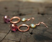 Mint and Lilac Geometric Glass Beaded Dangle Earrings - Calliope