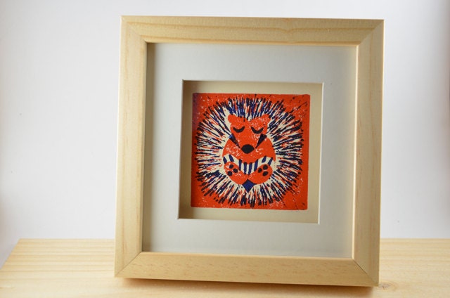 Lino print 'Hibernating Hedgehog'