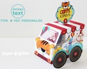 Circus Carnival Truck Van Favor Box Paper Toy - Printable PDF