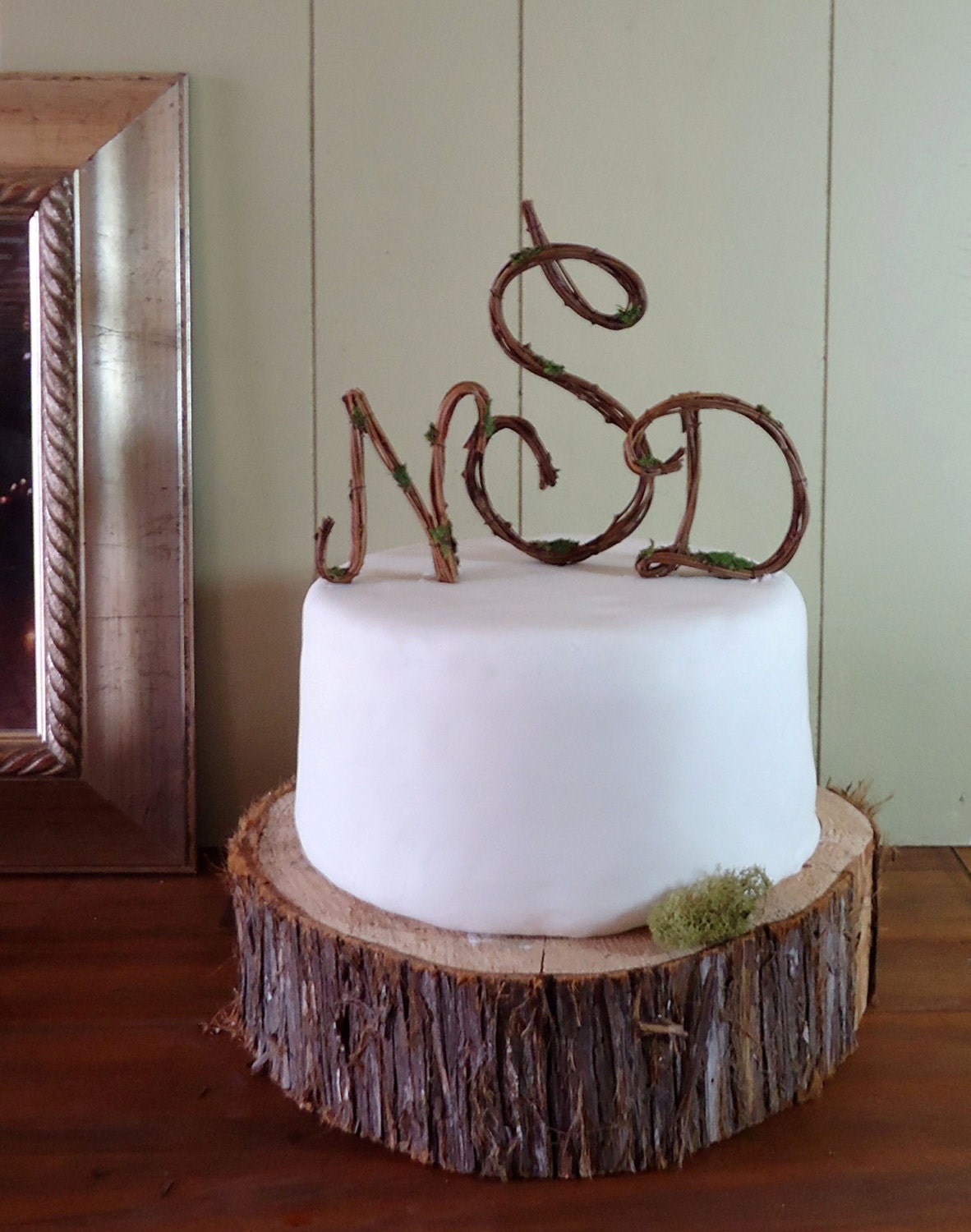 Wedding Cake Topper - Rustic Grapevine Monogram - Script - Any 3 Letters