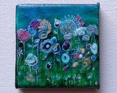 Original Painting Acrylic Abstract on Canvas 2x2in Heather Montgomery Art