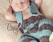 Baby Boy Knit Pants with suspenders, Baby Boy Pants, Stripe knit pants, Photo Prop, Knitted Pants,