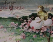 Bells with Easter Lilies - Vintage Embossed Easter Postcard - early 1900's