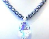 Denim Blue Kumihimo Necklace with Swarovski Elements