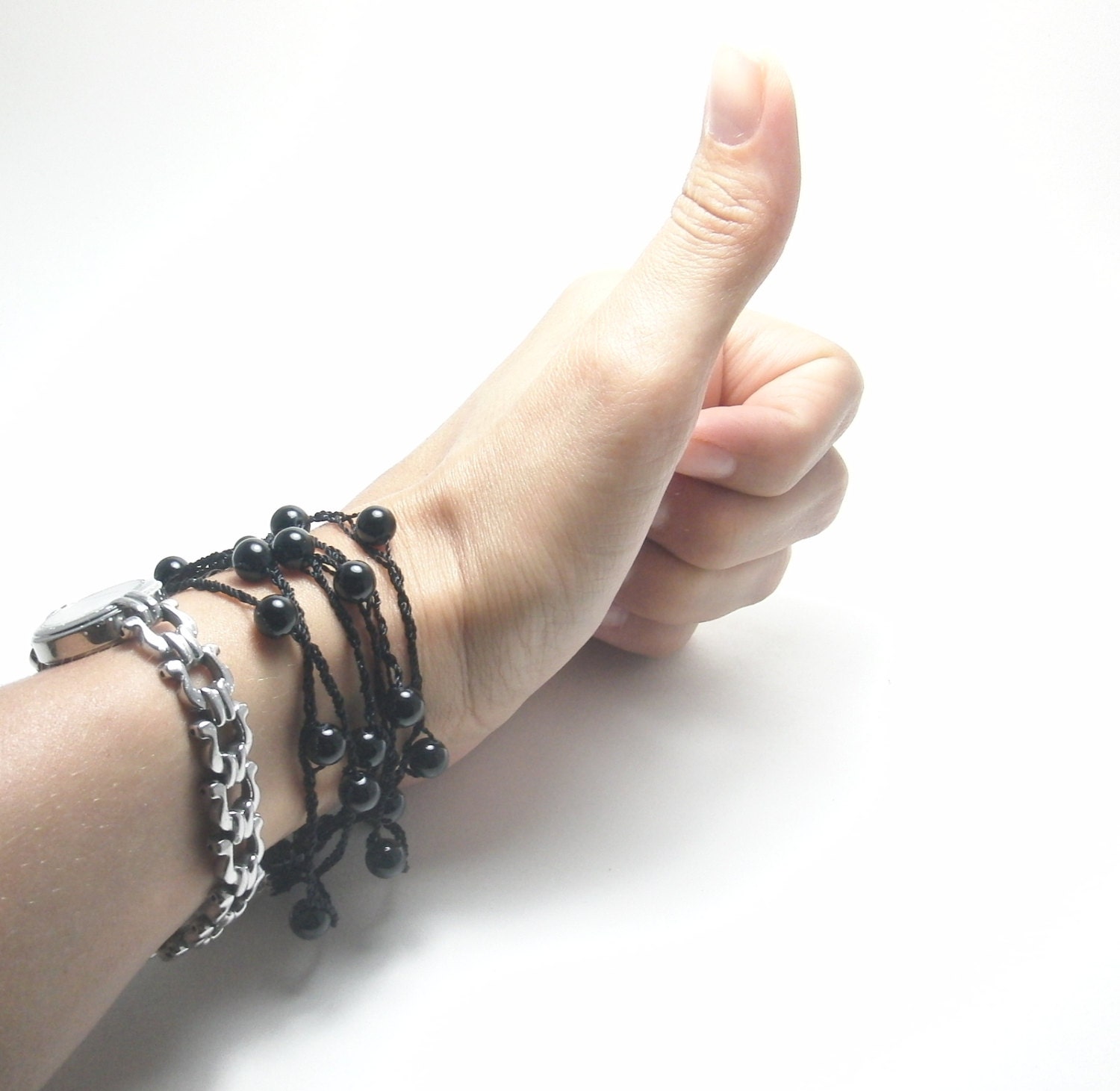 Long Braided Necklace Bracelet Hair Accessory in Black