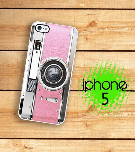iPhone 5 Case Retro Kitschy Pink Camera  / Hard Case For iPhone 5 Pretty In Vintage Pink. Plastic or Rubber Trim