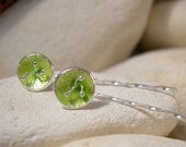 Lime Green Long Stem Poppy Earrings, Chartreuse Green Enamel Earrings, Silver Enamel Flower Earrings, Botanical Organic Artisan Jewelry