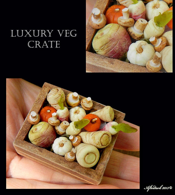 Luxury Veg Crate  - Artisan fully Handmade Miniature in 12th scale. From After Dark miniatures.
