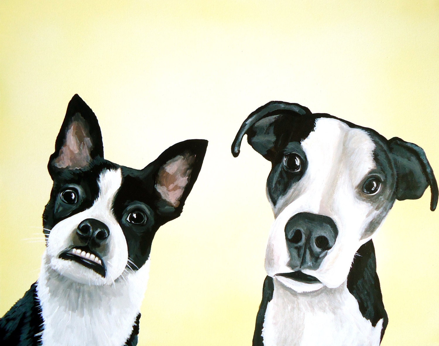 custom pet portraits TWO Pets in ONE canvas