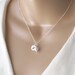 Bridesmaid Gift Set - Set of 5 Silver Initial Charm Necklace Custom Color Pearl Personalized Sterling Chain - Jade, Coral, Green, Cream