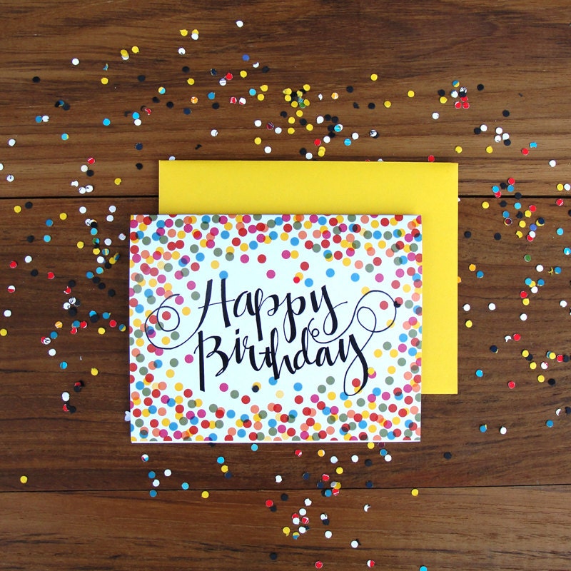 Boxed Set of Confetti Birthday Greeting Cards, Handwritten Typography