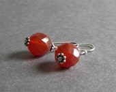 Faceted Carnelian Earrings / Gemstone and Sterling Silver Earrings / Bead Dangle Earrings - Classic No. 16