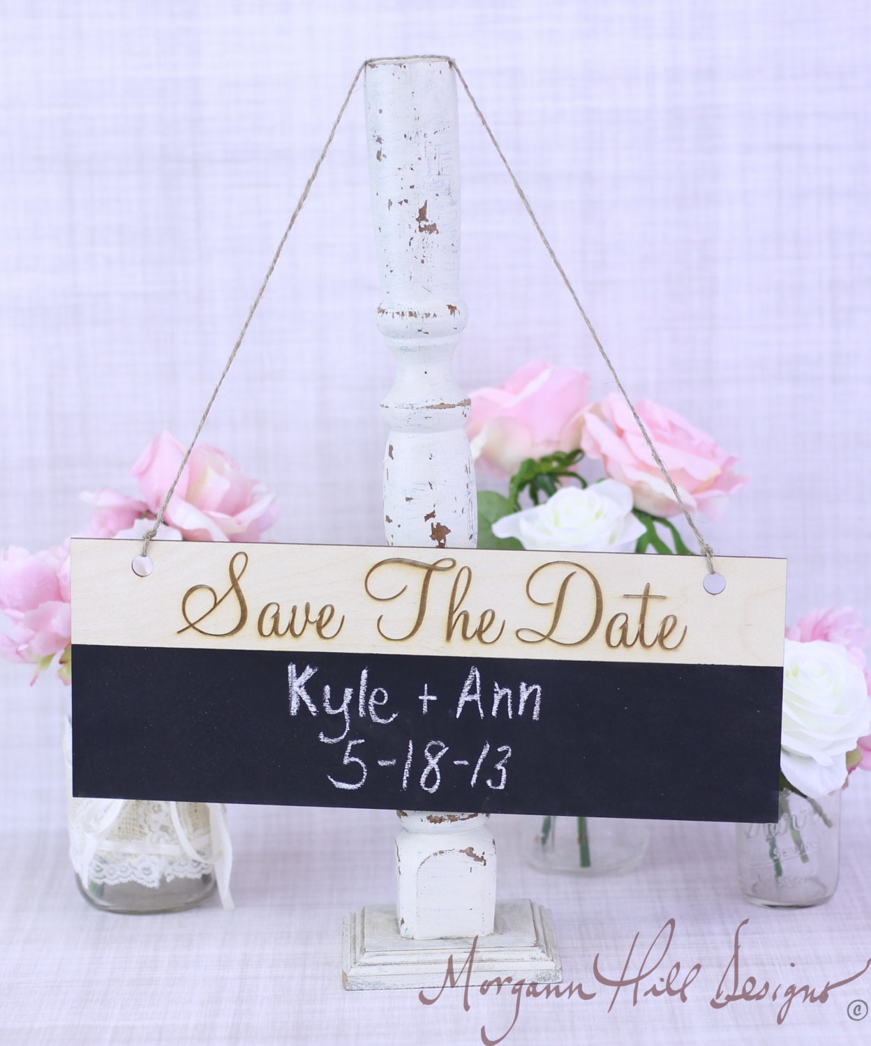 Save The Date Chalkboard Sign Engagement Photo Prop Rustic Country Wedding Decor Photography (Item Number 130034)