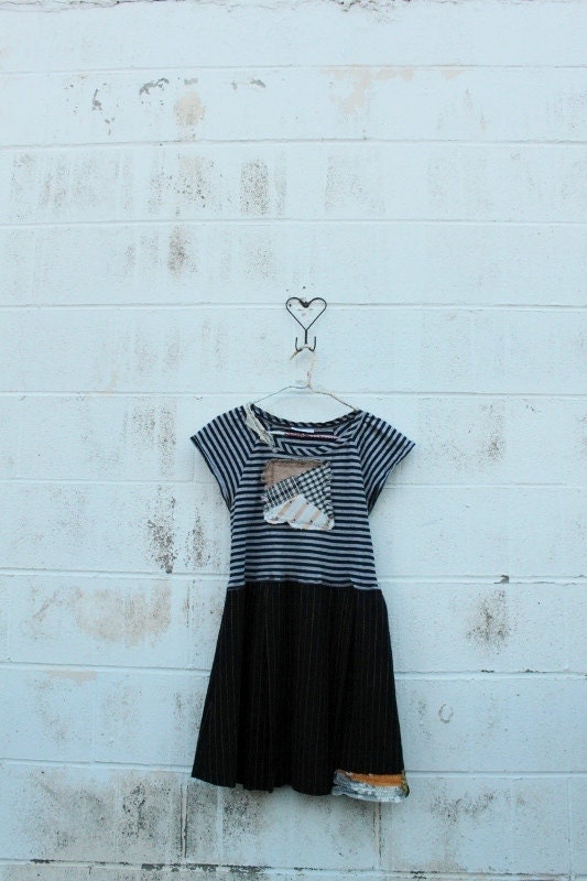 Upcycled Babydoll Dress/Wearable Art/Shabby Chic Hippie Dress