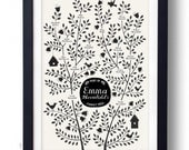 BIRDS Family Tree, CUSTOMIZABLE - Black & White, 13 X 19